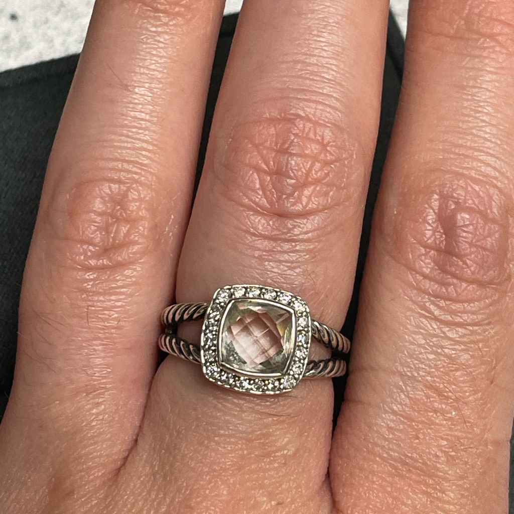 David Yurman Petite Albion White Topaz And Diamond Ring